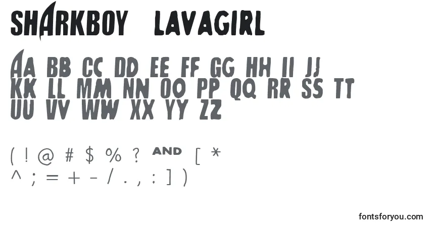A fonte SHARKBOY  lavagirl – alfabeto, números, caracteres especiais