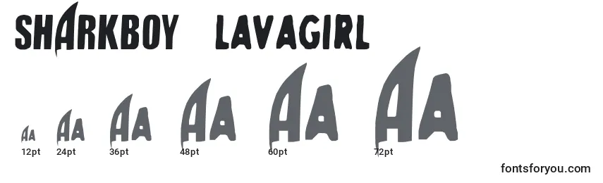 SHARKBOY  lavagirl Font Sizes