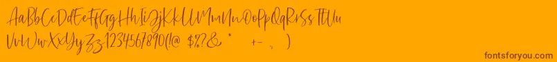 Weitere Informationen zur Sharon Baker DEMO-Schriftart Sharon Baker DEMO-Schriftart – Braune Schriften auf orangefarbenem Hintergrund