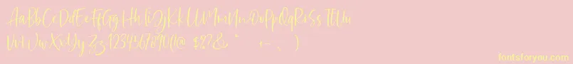Sharon Baker DEMO-Schriftart – Gelbe Schriften auf rosa Hintergrund