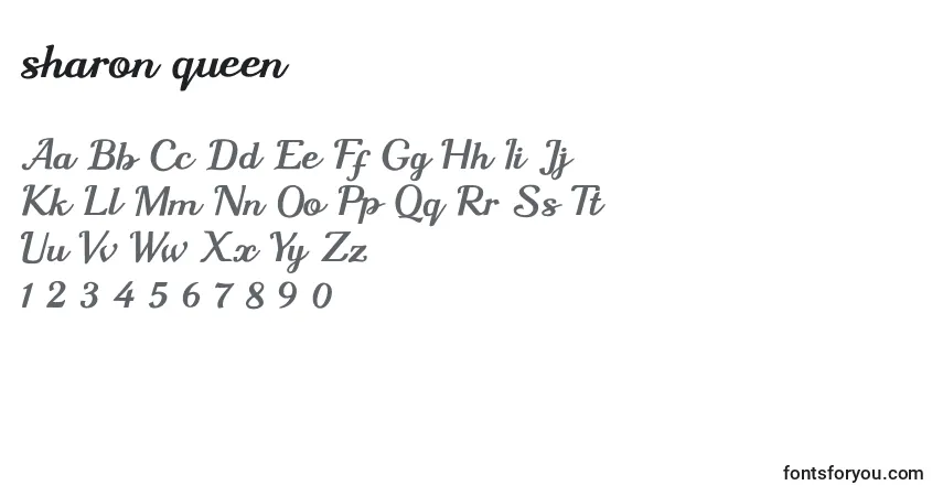 Шрифт Sharon queen – алфавит, цифры, специальные символы