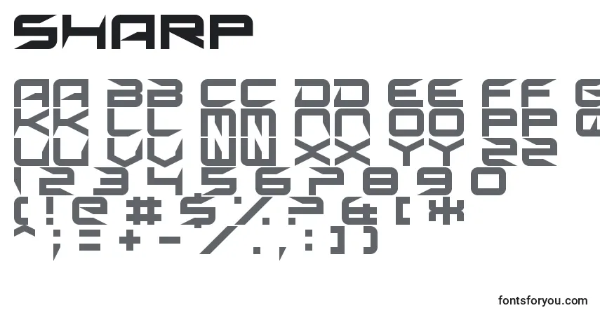 Schriftart Sharp (140615) – Alphabet, Zahlen, spezielle Symbole