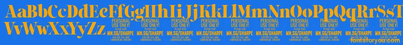 SharpeBl PERSONAL Font – Orange Fonts on Blue Background