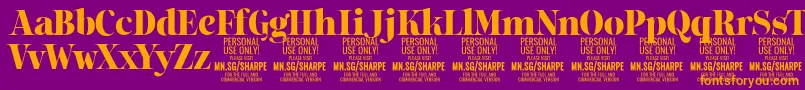 SharpeBl PERSONAL Font – Orange Fonts on Purple Background