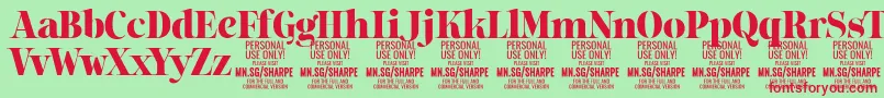 フォントSharpeBl PERSONAL – 赤い文字の緑の背景