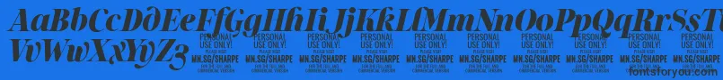 SharpeBlIt PERSONAL Font – Black Fonts on Blue Background