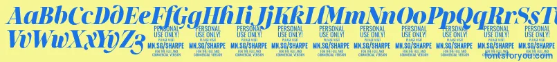 SharpeBlIt PERSONAL Font – Blue Fonts on Yellow Background