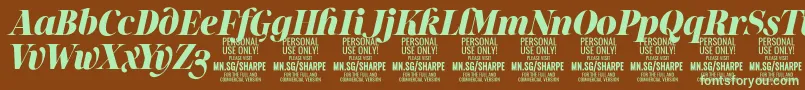 SharpeBlIt PERSONAL Font – Green Fonts on Brown Background