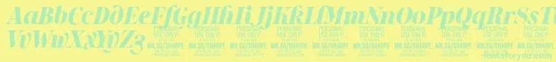 SharpeBlIt PERSONAL-Schriftart – Grüne Schriften auf gelbem Hintergrund