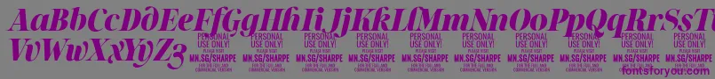 SharpeBlIt PERSONAL-Schriftart – Violette Schriften auf grauem Hintergrund