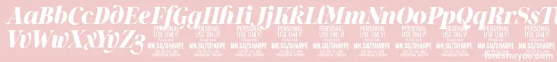 SharpeBlIt PERSONAL-Schriftart – Weiße Schriften auf rosa Hintergrund