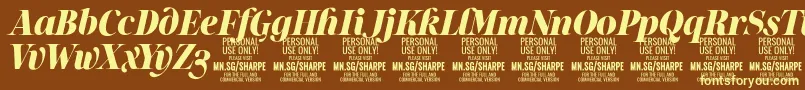 SharpeBlIt PERSONAL Font – Yellow Fonts on Brown Background