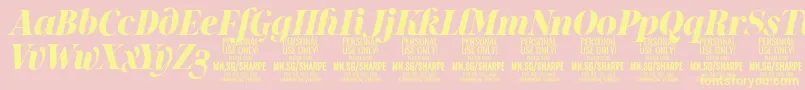 SharpeBlIt PERSONAL-Schriftart – Gelbe Schriften auf rosa Hintergrund