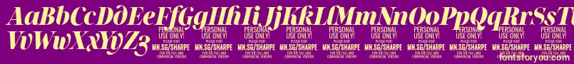 SharpeBlIt PERSONAL Font – Yellow Fonts on Purple Background