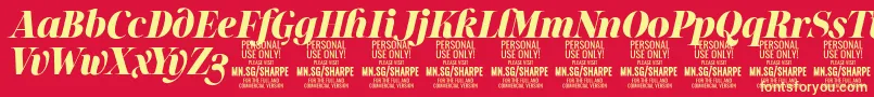 SharpeBlIt PERSONAL Font – Yellow Fonts on Red Background