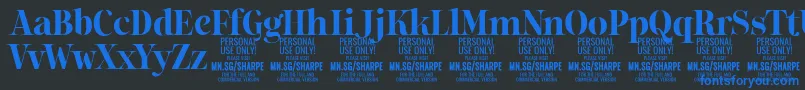 SharpeBo PERSONAL Font – Blue Fonts on Black Background