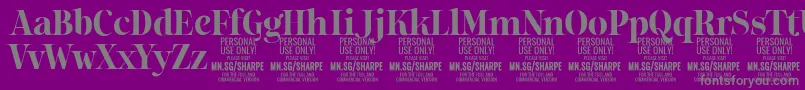 SharpeBo PERSONAL-Schriftart – Graue Schriften auf violettem Hintergrund