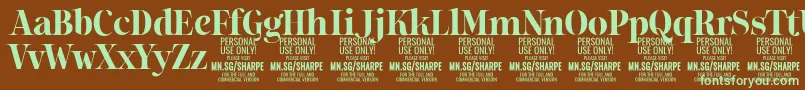 SharpeBo PERSONAL-fontti – vihreät fontit ruskealla taustalla