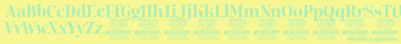 SharpeBo PERSONAL-fontti – vihreät fontit keltaisella taustalla