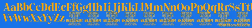 SharpeBo PERSONAL Font – Orange Fonts on Blue Background