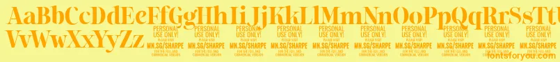 SharpeBo PERSONAL Font – Orange Fonts on Yellow Background