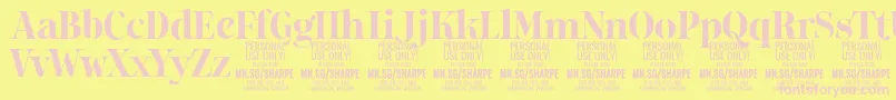 SharpeBo PERSONAL-fontti – vaaleanpunaiset fontit keltaisella taustalla