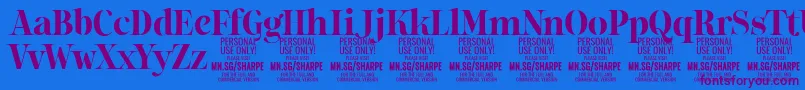 Czcionka SharpeBo PERSONAL – fioletowe czcionki na niebieskim tle