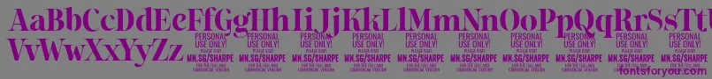 SharpeBo PERSONAL-fontti – violetit fontit harmaalla taustalla
