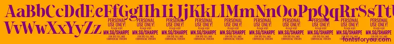 SharpeBo PERSONAL-Schriftart – Violette Schriften auf orangefarbenem Hintergrund