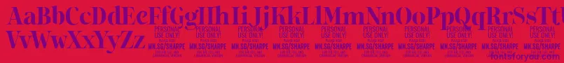 SharpeBo PERSONAL-Schriftart – Violette Schriften auf rotem Hintergrund