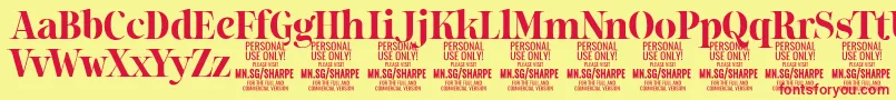 SharpeBo PERSONAL Font – Red Fonts on Yellow Background