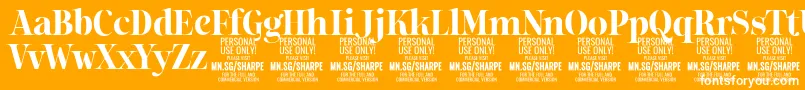 SharpeBo PERSONAL-Schriftart – Weiße Schriften auf orangefarbenem Hintergrund