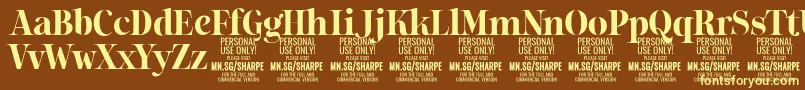 SharpeBo PERSONAL-fontti – keltaiset fontit ruskealla taustalla