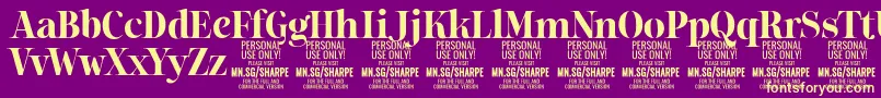 SharpeBo PERSONAL Font – Yellow Fonts on Purple Background