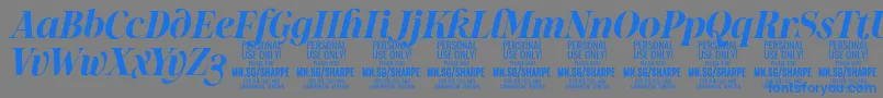SharpeBoIt PERSONAL Font – Blue Fonts on Gray Background