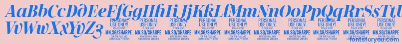 SharpeBoIt PERSONAL Font – Blue Fonts on Pink Background