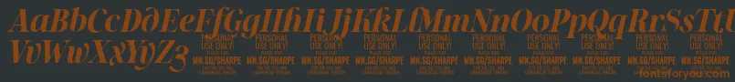 SharpeBoIt PERSONAL-Schriftart – Braune Schriften auf schwarzem Hintergrund