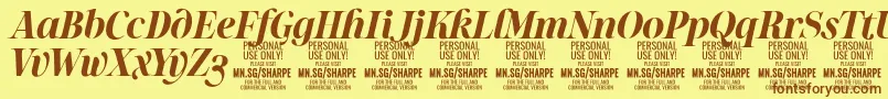 SharpeBoIt PERSONAL Font – Brown Fonts on Yellow Background