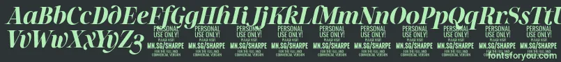 SharpeBoIt PERSONAL Font – Green Fonts on Black Background