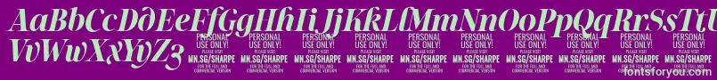 SharpeBoIt PERSONAL Font – Green Fonts on Purple Background