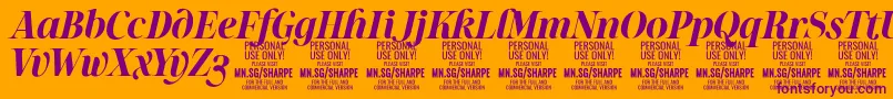 SharpeBoIt PERSONAL Font – Purple Fonts on Orange Background