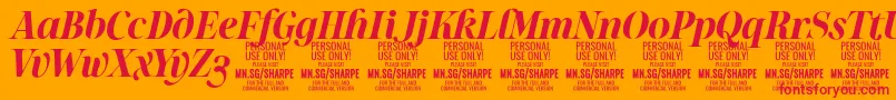 SharpeBoIt PERSONAL Font – Red Fonts on Orange Background