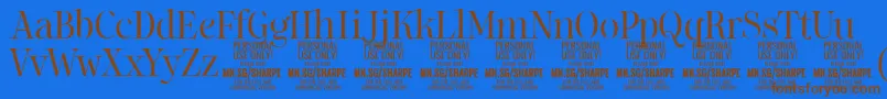 SharpeLi PERSONAL Font – Brown Fonts on Blue Background