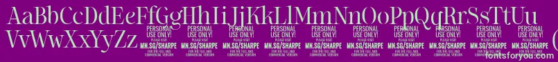 SharpeLi PERSONAL Font – Green Fonts on Purple Background