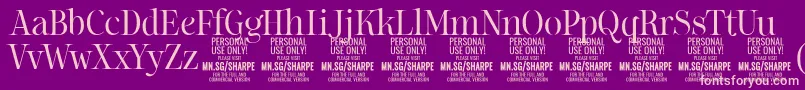 SharpeLi PERSONAL Font – Pink Fonts on Purple Background