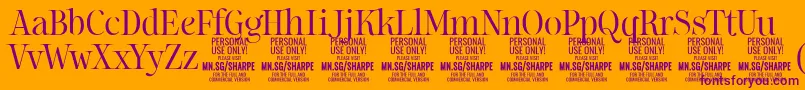 SharpeLi PERSONAL-Schriftart – Violette Schriften auf orangefarbenem Hintergrund