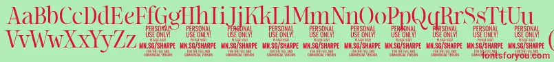 SharpeLi PERSONAL Font – Red Fonts on Green Background