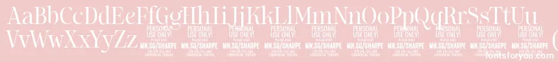 SharpeLi PERSONAL-fontti – valkoiset fontit vaaleanpunaisella taustalla
