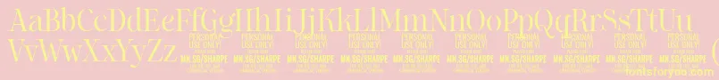 SharpeLi PERSONAL-Schriftart – Gelbe Schriften auf rosa Hintergrund