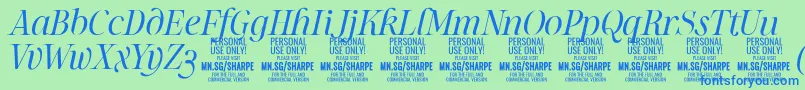 More about SharpeLiIt PERSONAL Font SharpeLiIt PERSONAL Font – Blue Fonts on Green Background